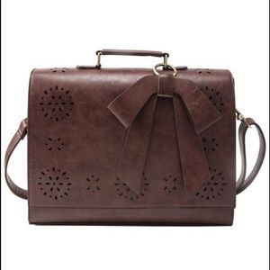 NWOT Brown Bow Women’s Briefcase. 15x10x4 Feminine